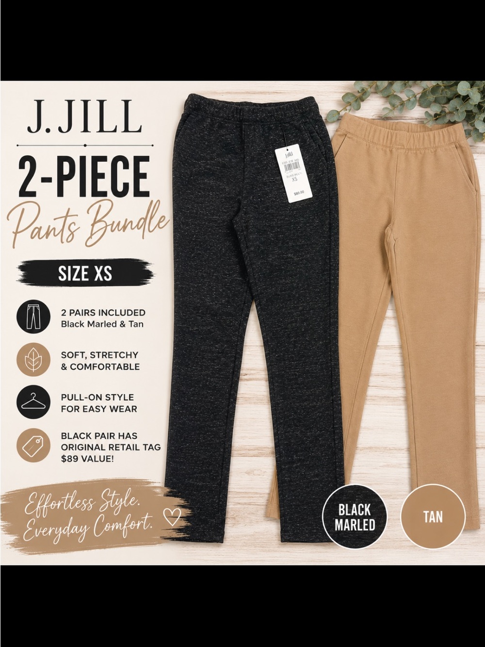 J. Jill Kids Leggings - Black Marled & Tan
